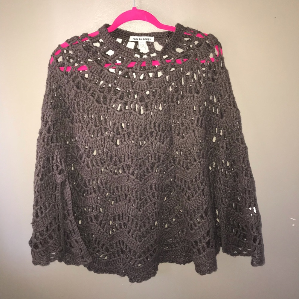 Chocolate Brown Crochet Poncho